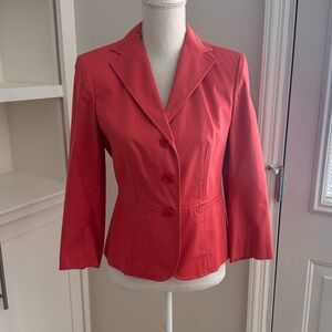 Ann Taylor Coral Blazer with Notched Lapel and Structured Shoulders